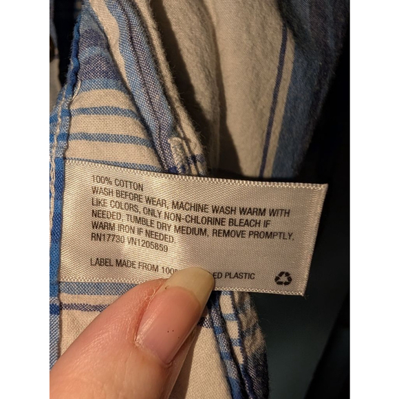 Boys Cat & Jack Plaid Button Down Shirt L 12/14 Blue White - Picture 3 of 4